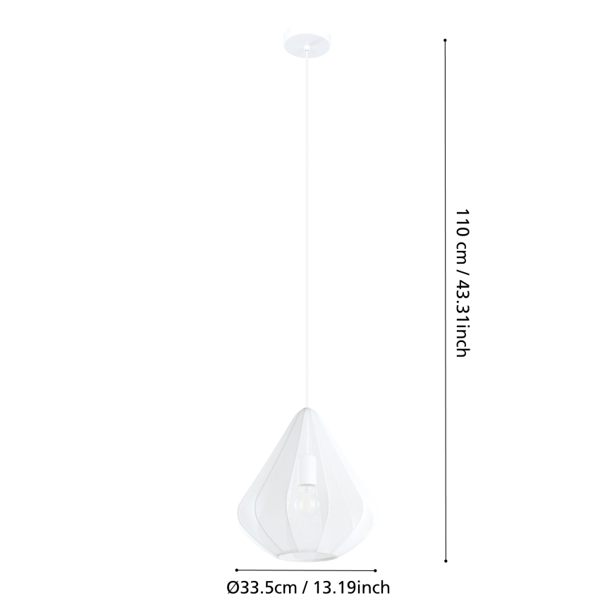 Eglo - Pendel 1xE27/40W/230V diameter 33,5 cm hvid