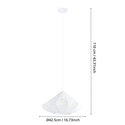 Eglo - Pendel 1xE27/40W/230V diameter 42,5 cm hvid