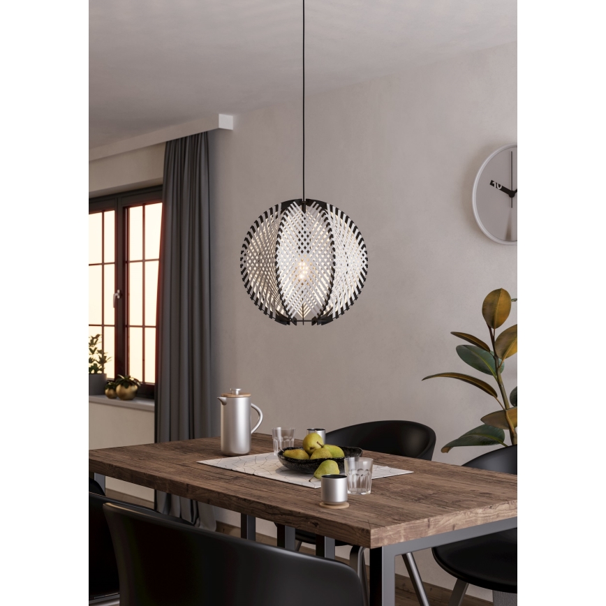Eglo - Pendel 1xE27/40W/230V diameter 40 cm hvid/sort