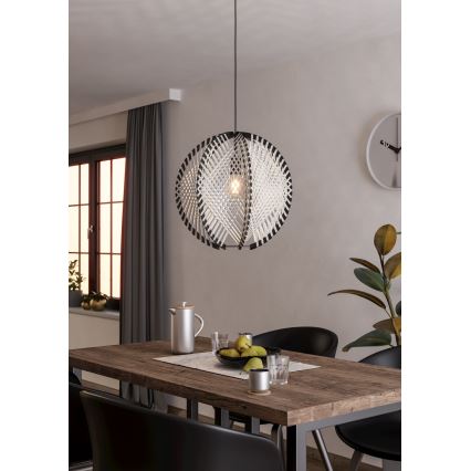 Eglo - Pendel 1xE27/40W/230V diameter 48 cm hvid/sort