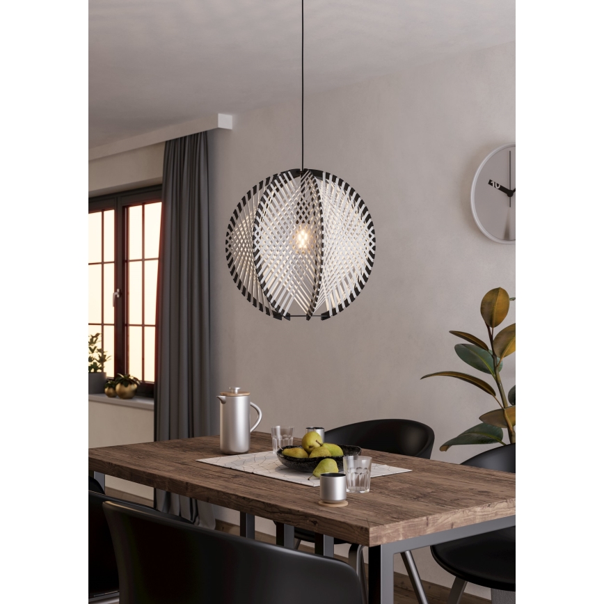 Eglo - Pendel 1xE27/40W/230V diameter 48 cm hvid/sort