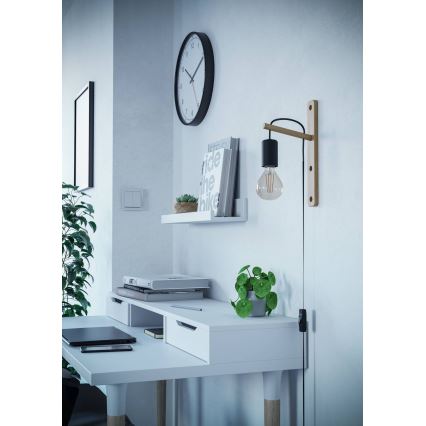 Eglo - Væglampe 1xE27/10W/230V gummitræ brun/sort