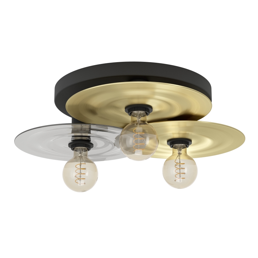 Eglo - Loftlampe 3xE27/40W/230V guldfarvet/sort