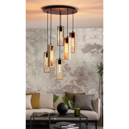 Eglo - Pendel 6xE27/60W/230V - FSC certificeret