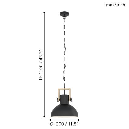 Eglo - Pendel med kædeophæng 1xE27/28W/230V - FSC certificeret
