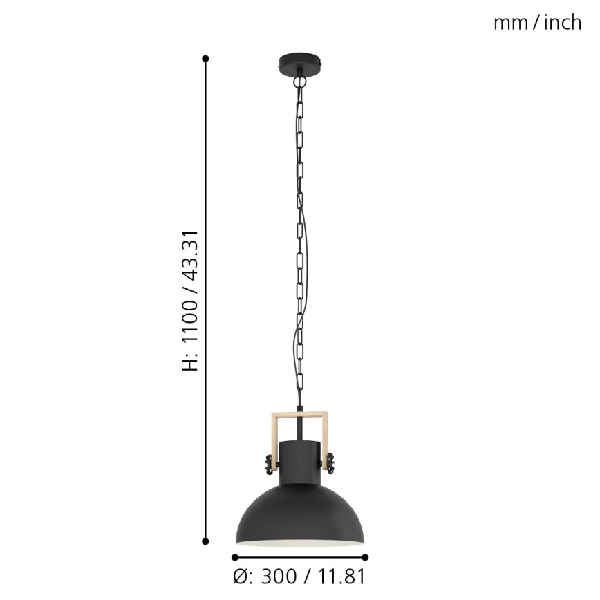 Eglo - Pendel med kædeophæng 1xE27/28W/230V - FSC certificeret