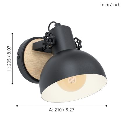 Eglo - Væglampe 1xE27/28W/230V - FSC certificeret
