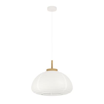Eglo - Pendel på ledning 1xE27/40W/230V Ø 55 cm hvid/beige