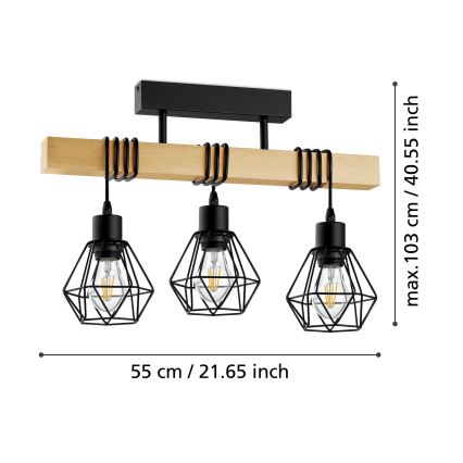 Eglo - Loftlampe TOWNSHEND 3xE27/60W/230V
