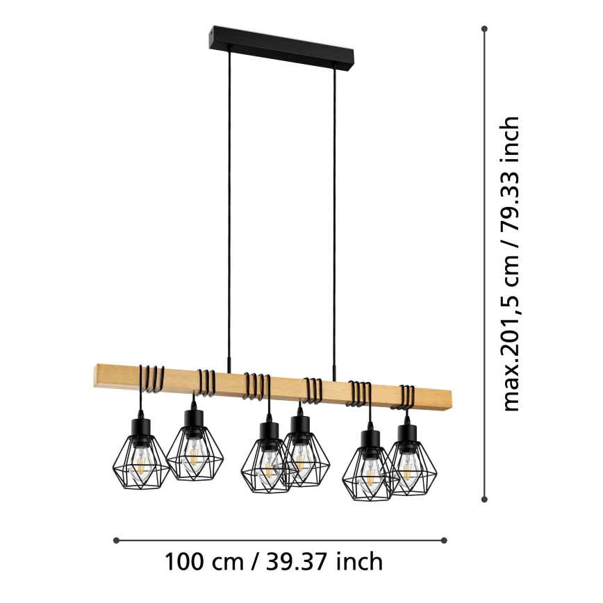 Eglo - Pendel TOWNSHEND 6xE27/60W/230V - FSC certificeret