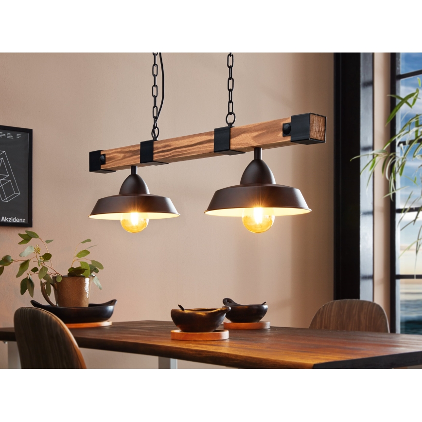 Eglo - Pendel med kædeophæng 2xE27/60W/230V - FSC certificeret