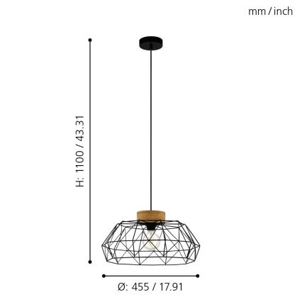 Eglo - Pendel 1xE27/60W/230V - FSC certificeret