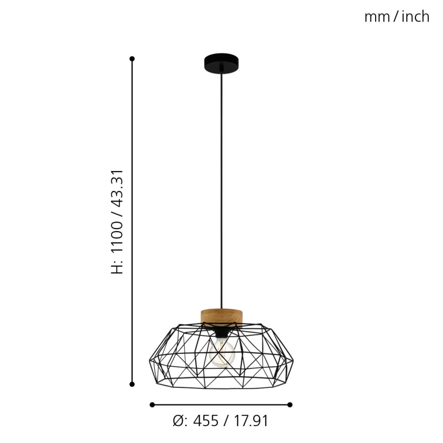 Eglo - Pendel 1xE27/60W/230V - FSC certificeret