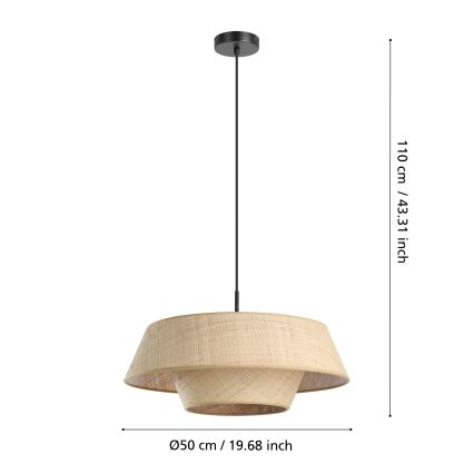Eglo - Pendel på kabel 1xE27/60W/230V rattan