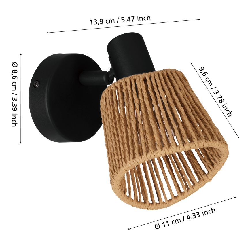 Eglo - Vægspot 1xE14/10W/230V sort/beige