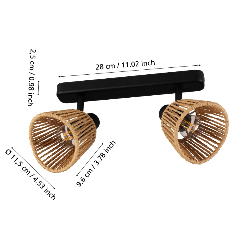 Eglo - Spotlampe 2xE14/10W/230V sort/beige