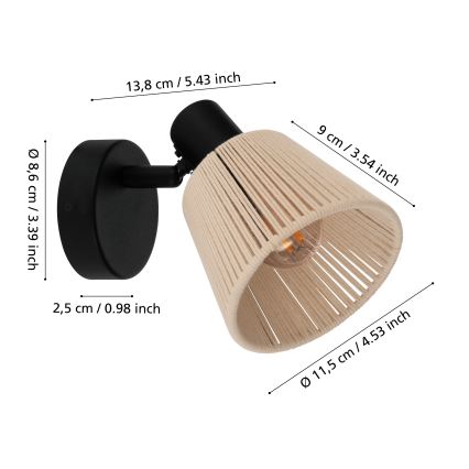 Eglo - Vægspot 1xE14/40W/230V beige/sort