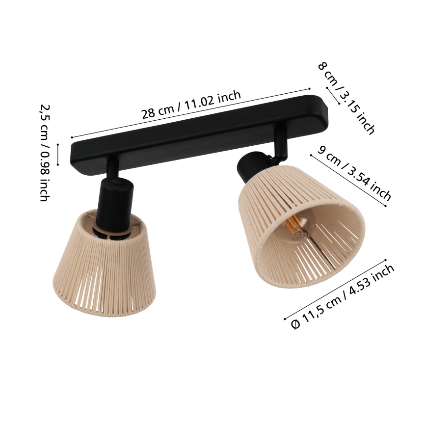Eglo - Loftspot 2xE14/40W/230V beige/sort