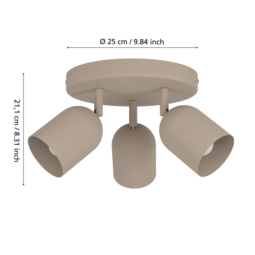 Eglo - Spotlampe 3 x E14/40 W/230 V, Ø 25 cm, beige