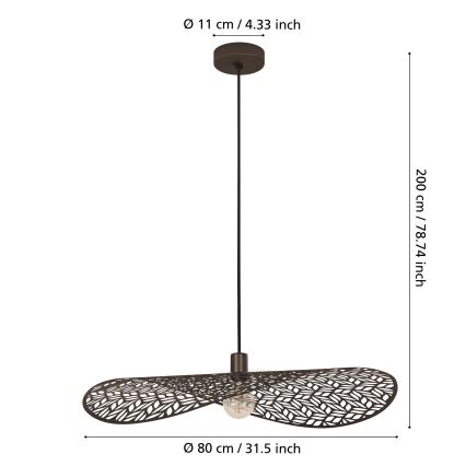 Eglo - Pendel på kabel 1x E27/60W/230V Ø 80 cm bronzefarvet