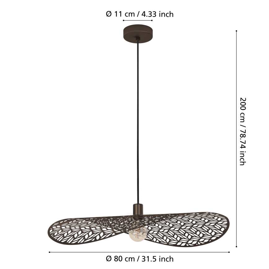 Eglo - Pendel på kabel 1x E27/60W/230V Ø 80 cm bronzefarvet