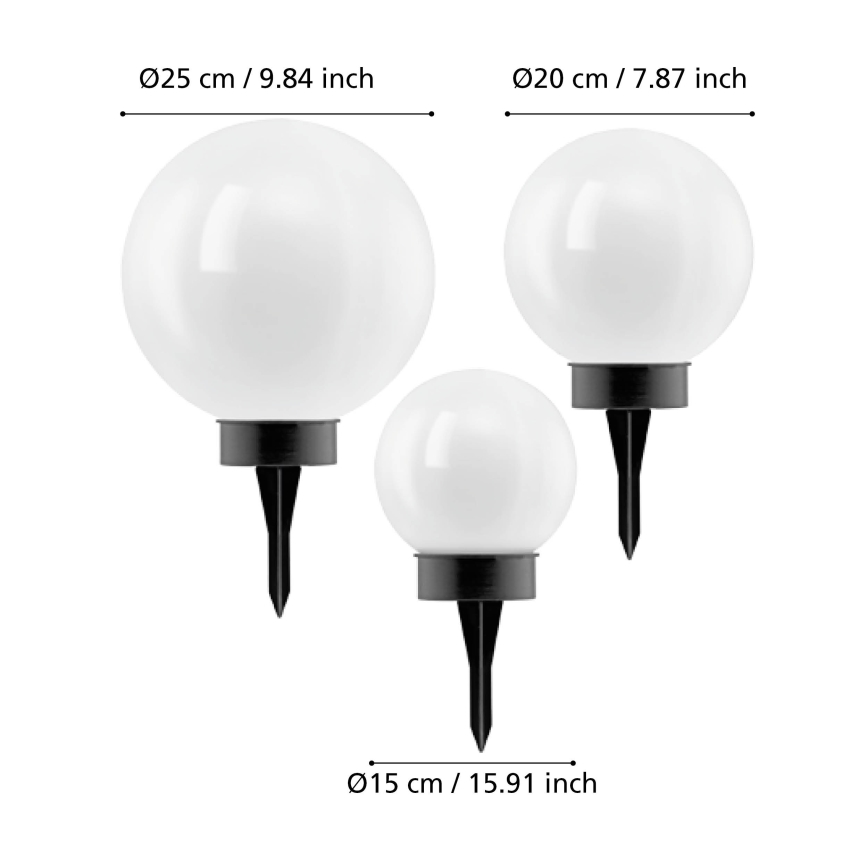Eglo - LED solcellelampe med sensor, sæt med 3 stk., LED/1800 mAh, IP44, sort