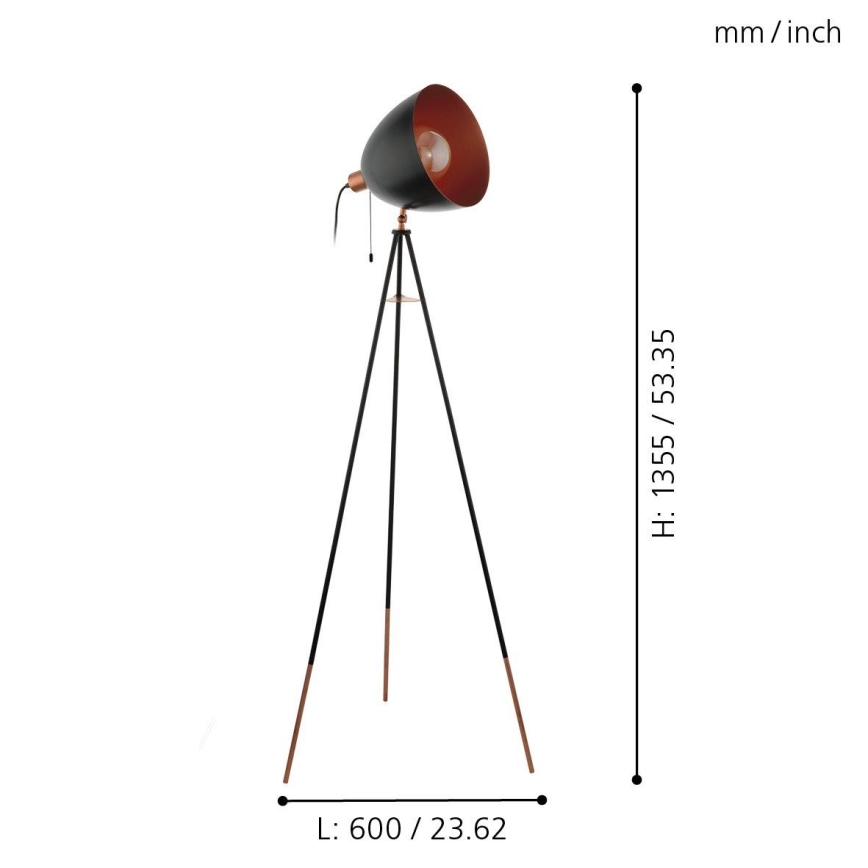 Eglo - Gulvlampe 1xE27/60W/230V