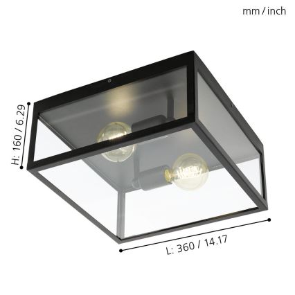 Eglo - Loftlampe 2xE27/60W/230V