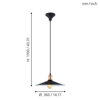 Eglo - Pendel på ledning 1xE27/60W/230V