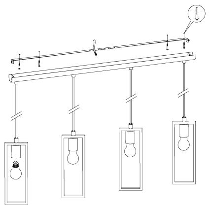 Eglo - Lysekrone i en snor 4xE27/60W/230V