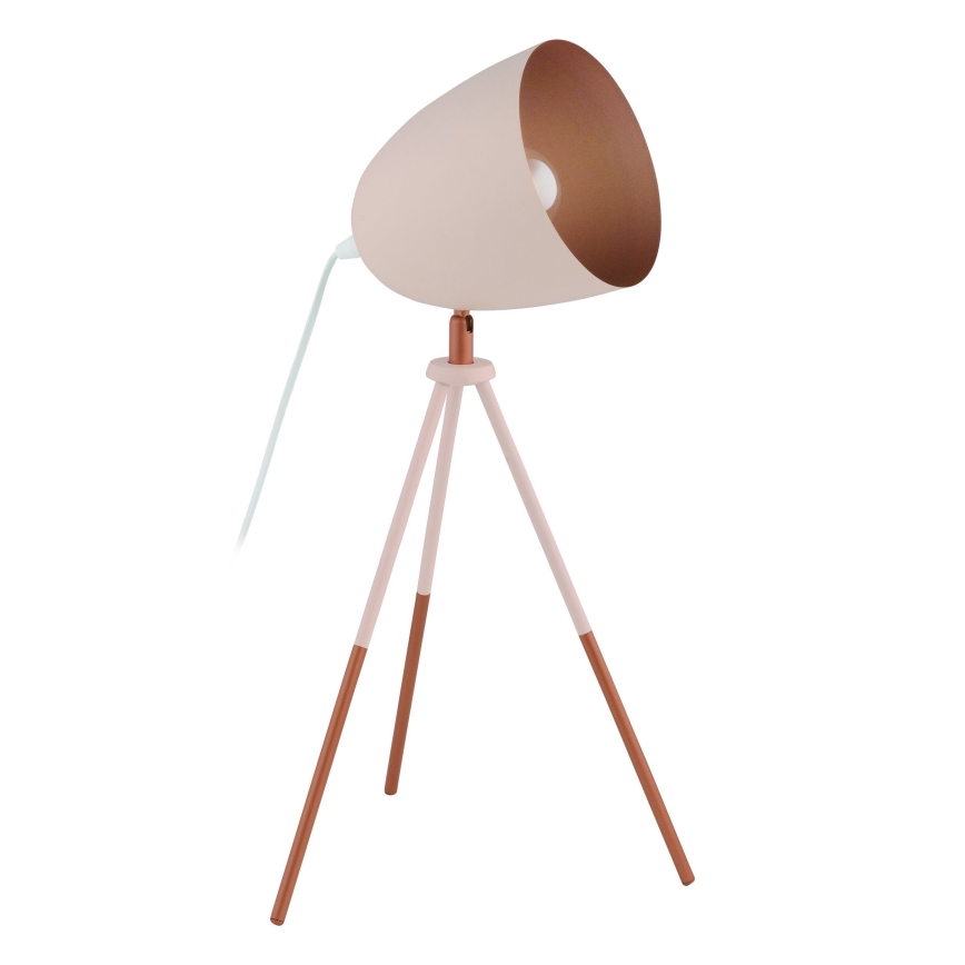 Eglo 49727 - Bordlampe CHESTER 1xE27/60W/230V hvid/kobber