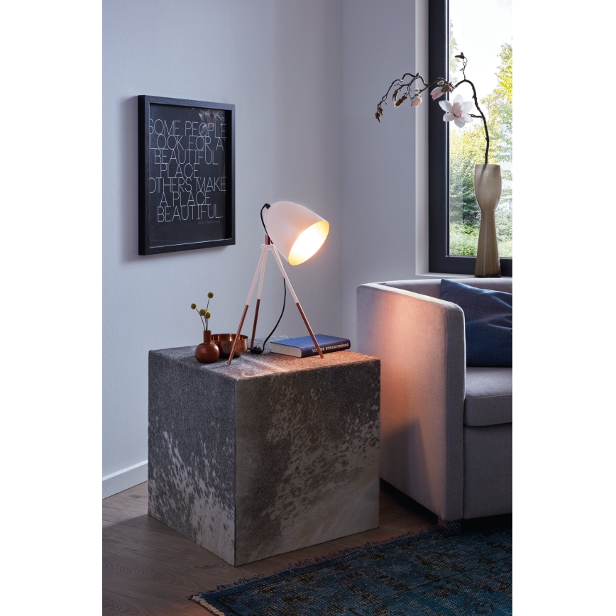 Eglo 49727 - Bordlampe CHESTER 1xE27/60W/230V hvid/kobber