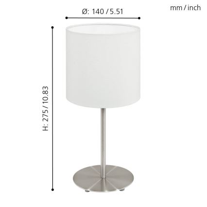 Eglo 54744 - Bordlampe ANADIA 1xE14/40W/230V hvid/mat krom
