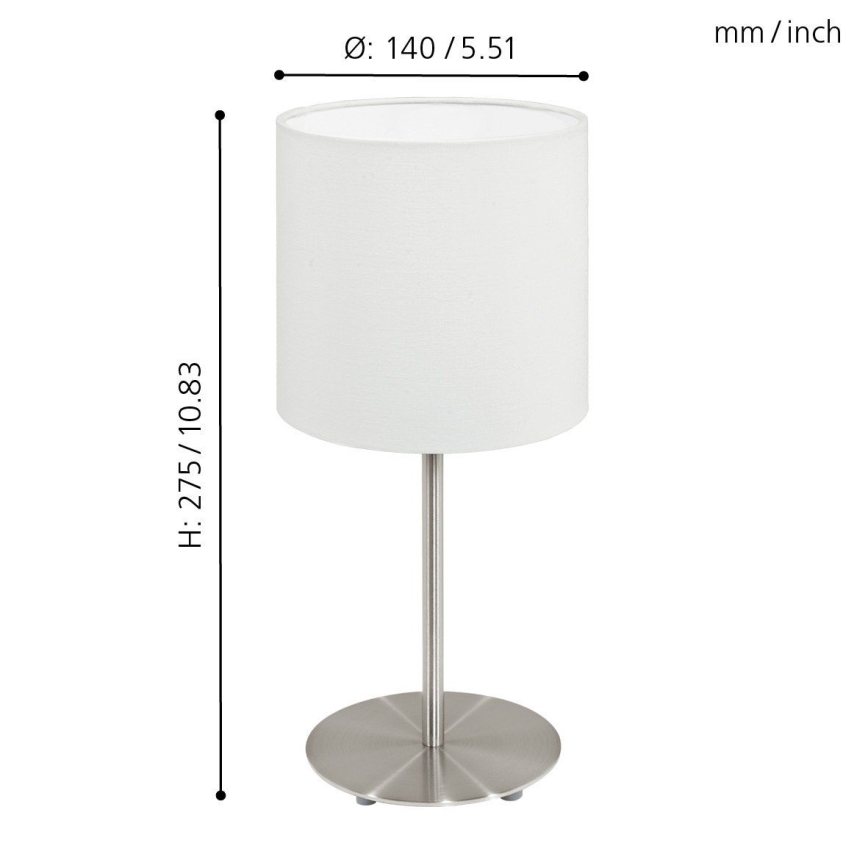 Eglo 54744 - Bordlampe ANADIA 1xE14/40W/230V hvid/mat krom