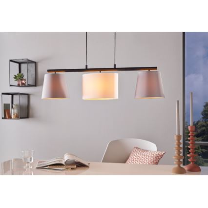 Eglo 55207 - Pendel ALMEIDA 3xE14/25W/230V grå