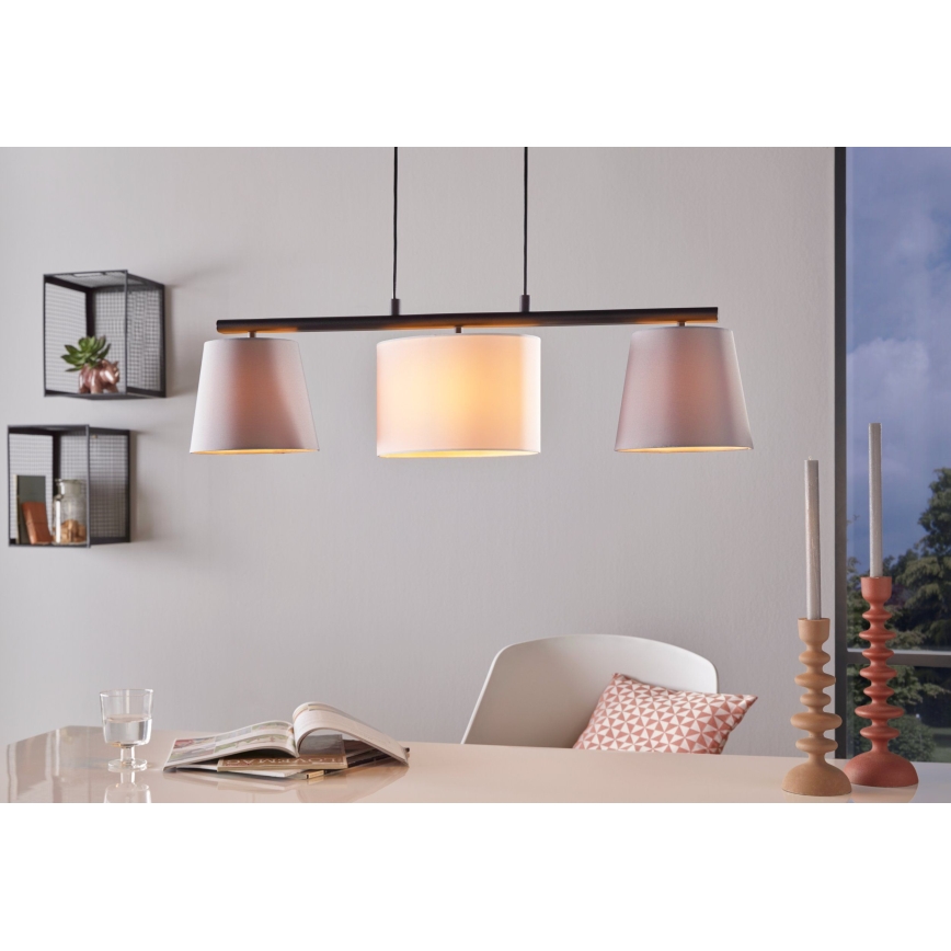 Eglo 55207 - Pendel ALMEIDA 3xE14/25W/230V grå