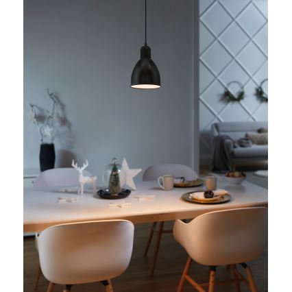 Eglo 55243 - Pendel på wire PRIDDY 1xE27/60W/230V sort