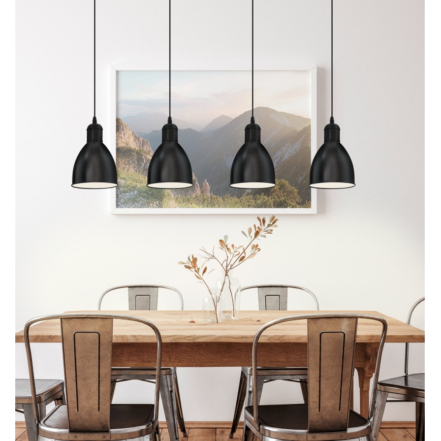 Eglo 55244 - Pendel på kabel PRIDDY 4xE27/60W/230V sort