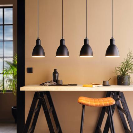 Eglo 55244 - Pendel på kabel PRIDDY 4xE27/60W/230V sort