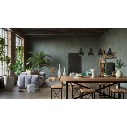 Eglo 55244 - Pendel på kabel PRIDDY 4xE27/60W/230V sort