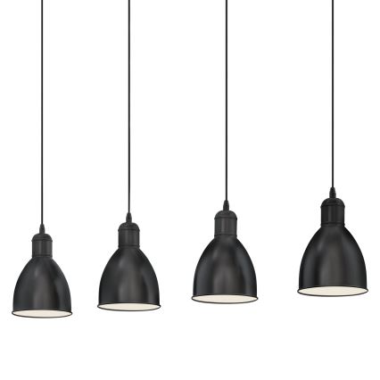 Eglo 55244 - Pendel på kabel PRIDDY 4xE27/60W/230V sort