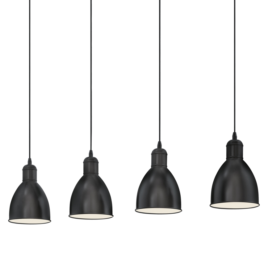 Eglo 55244 - Pendel på kabel PRIDDY 4xE27/60W/230V sort