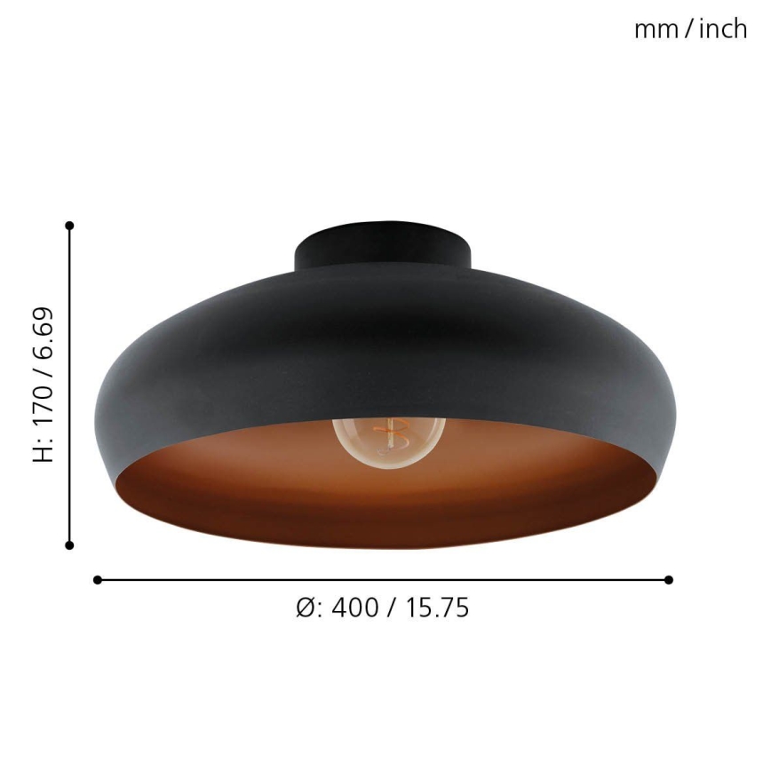 Eglo 55248 - Loftlampe MOGANO 1xE27/60W/230V sort