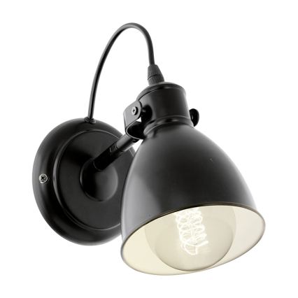 Eglo 55261 - Væglampe PRIDDY 1xE27/40W/230V sort