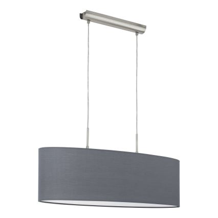 Eglo 55276 - PASTERI pendel med ledning 2xE27/60W/230V grå