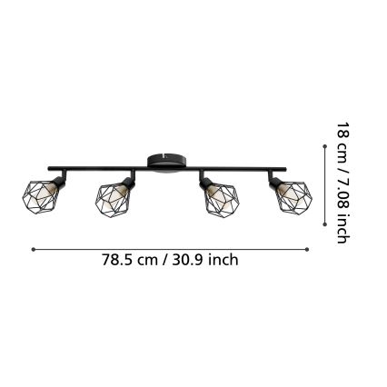 Eglo 55301 - LED spot ZAPATA 4xG9/3W/230V sort