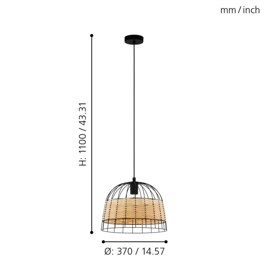 Eglo 55709 - Pendel ANWICK 1xE27/40W/230V Rattan