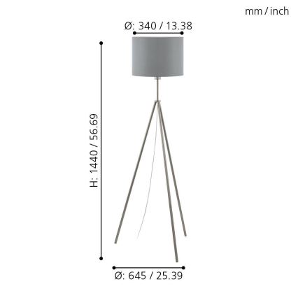 Eglo 55731 - LED gulvlampe SCIGLIATI 1xE27/11W/230V grå