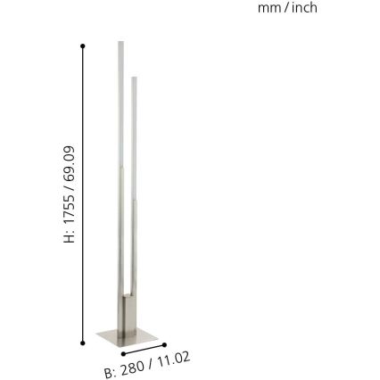 Eglo 55972 - LED RGBW dæmpbar gulvlampe FRAIOLI-C LED/34W/230V 2700-6500K mat krom + fjernbetjening