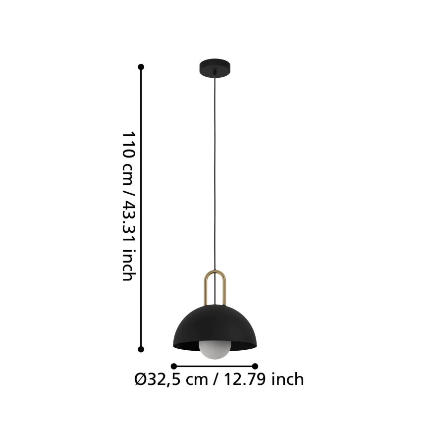 Eglo 56459 - Pendel på ledning CALMANERA 1xE27/40W/230V sort